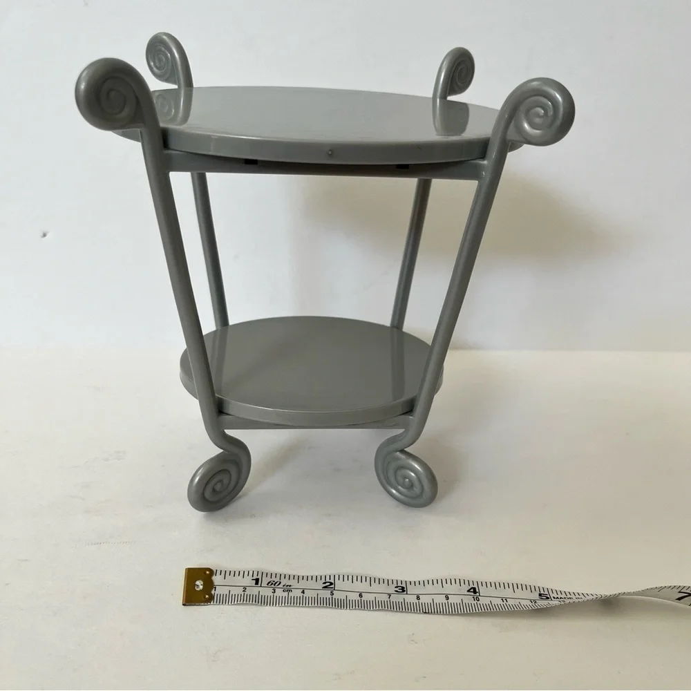 American Girl Doll Two Tier Cafe Bistro Bar Serving Cart Display Table Tray 6.5”